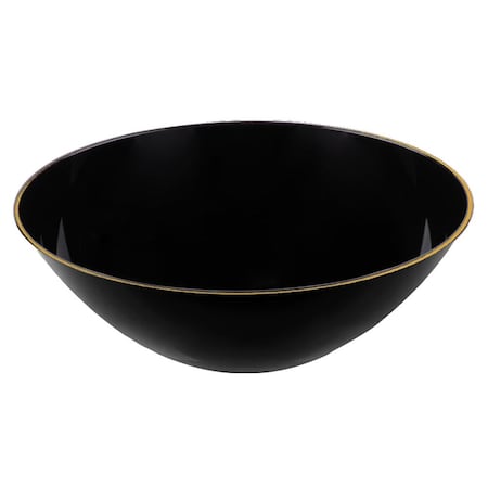 Smarty Had A Party 32 oz Black with Gold Rim Organic Round Disposable Plastic Bowls 60 Bowls, 60PK 9332BG-CASE